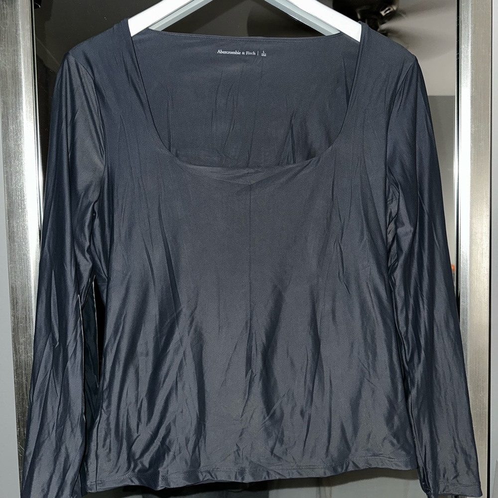 Abercrombie & Fitch Women's Charcoal Long Sleeve Top